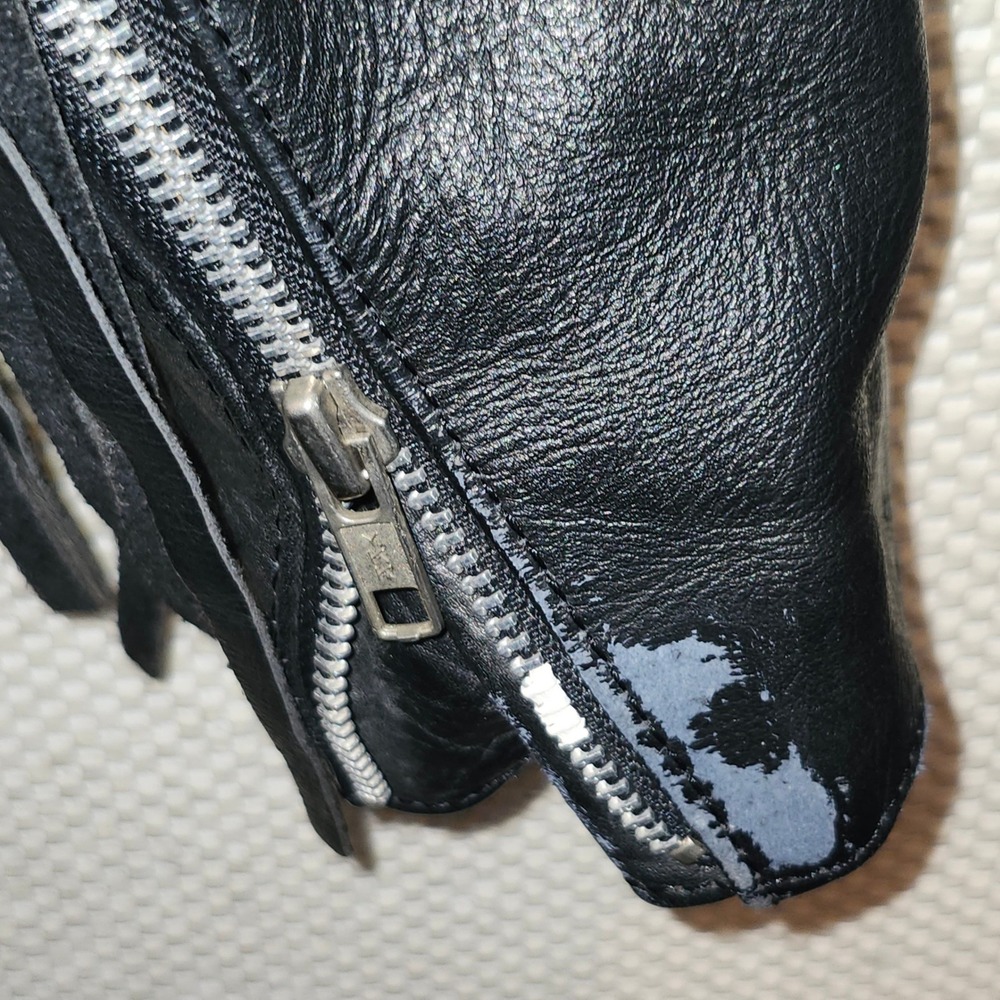Park V Vintage Black Leather Fringe Biker Jacket Mens 42 Made in USABiker Rocker - Picture 4 of 10